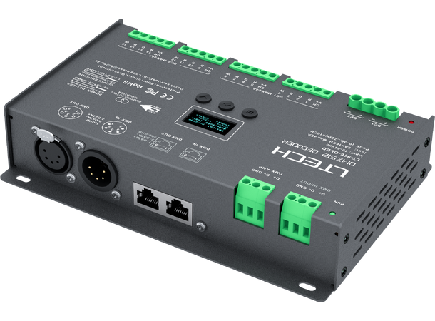 LTECH LED driver 16 kanaler, DMX 16 x 3A. Maks 48A. 12-24VDC inn
