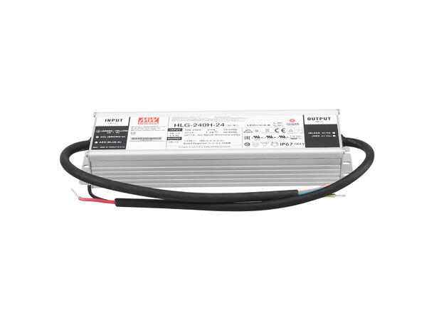 MEANWELL Strømforsyning 24VDC A, 240W 10A. For LED strip etc. IP 65
