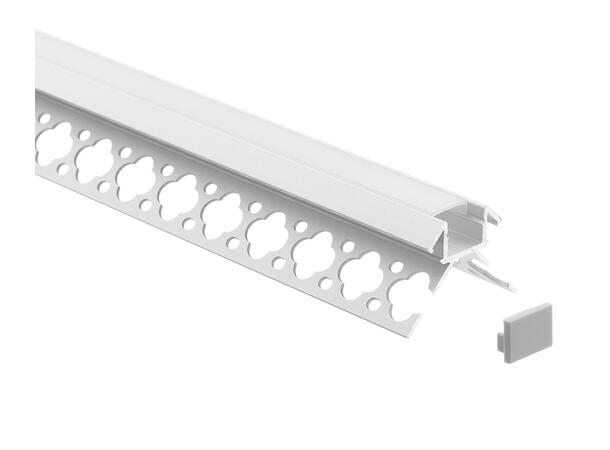 SBL aluprofil 3 meter 40x28mm innbygg Med melkehvitt deksel. Endestykker inkl.