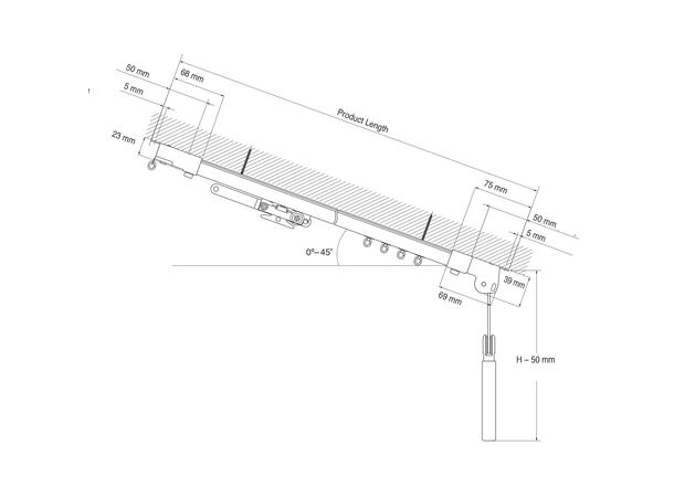 TOSO CM2000 Skinne, Hvit 6 m