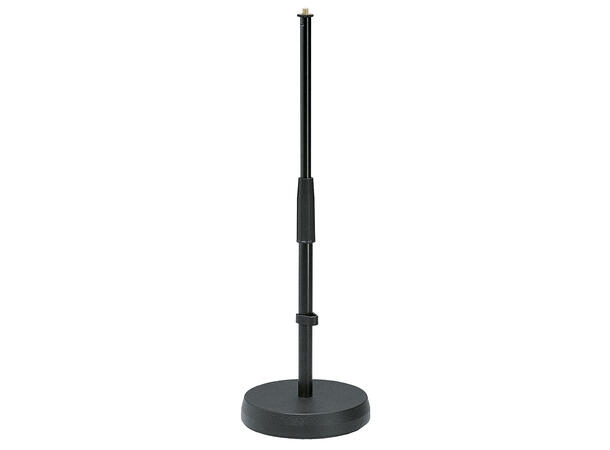 K&M 233 Mikrofonstativ lavt rund fot Teleskopisk. Sort.