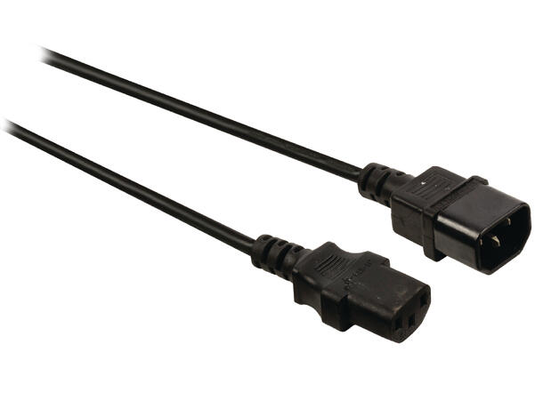 KAGU EUR-EUR kabel, 2 meter, sort EURO han/hun, 3x1,5mm2