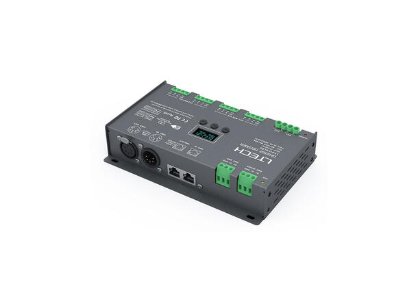 LTECH LED driver 12 kanaler, DMX 12 x 4A. Maks 48A. 12-24VDC inn