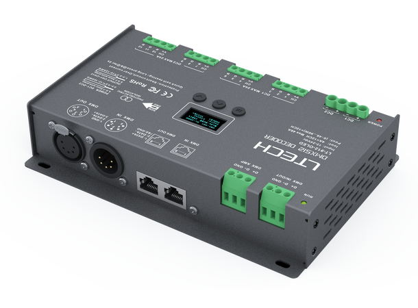 LTECH LED driver 12 kanaler, DMX 12 x 4A. Maks 48A. 12-24VDC inn