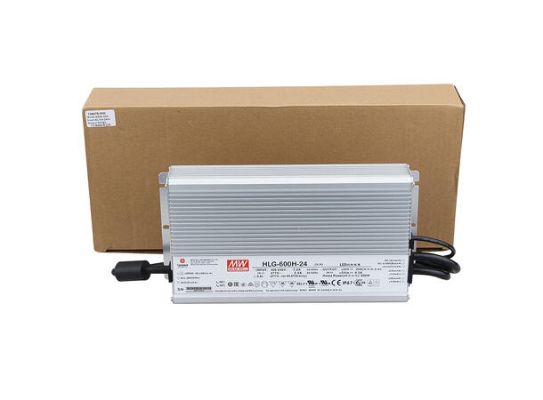 MEANWELL Strømforsyning 24VDC, 600W 25A. For LED strip etc. IP 67