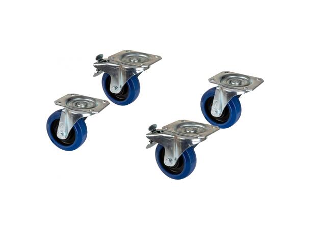 JB SYSTEMS hjul til hjulplate 4 stk. 100mm hjul, hvor av 2 stk m/brems