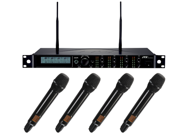JTS R-4 trådløst system, 4 kanaler 4  x JSS-4B håndholdt mikrofon
