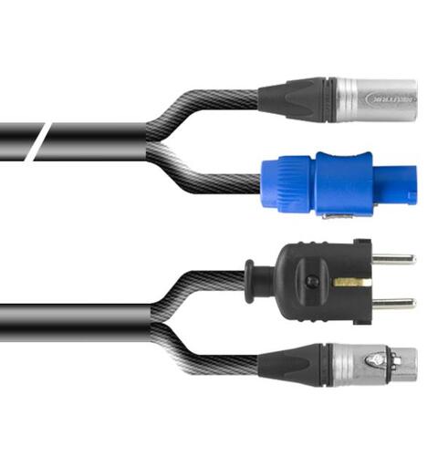 PROAUDIO TOUR66470 Kombikabel XLRm-XLRf + Schuko/Powercon, Sort