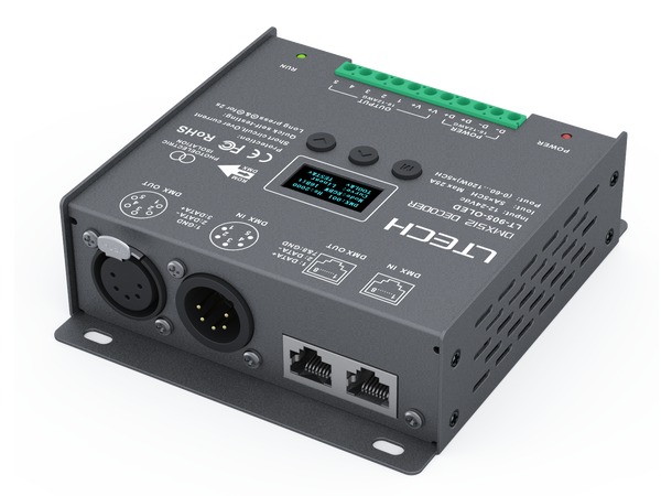 LTECH LED driver 5 kanaler, DMX 5 x 5A. Maks 25A. 12-24VDC inn