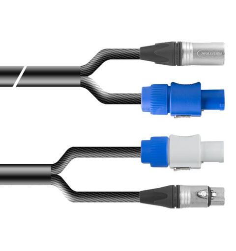 PROAUDIO TOUR66490 Kombikabel XLRm-XLRf + Powercon/Powercon, Sort