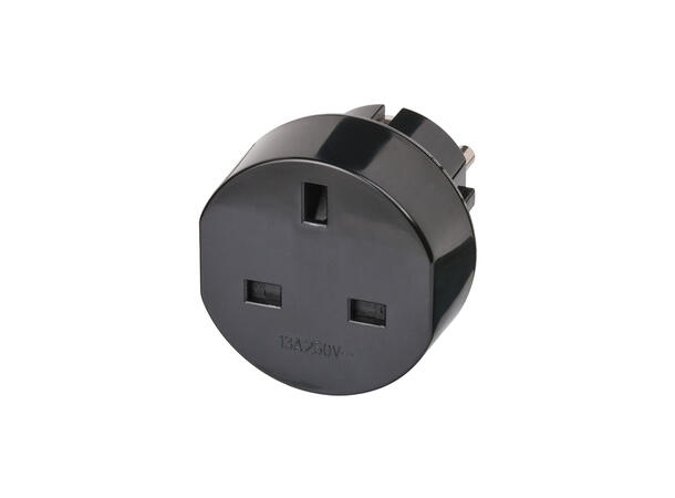 KAGU adapter fra UK til Schuko, 13A Sort