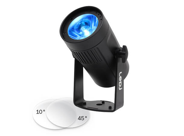 LEDJ 15W LED Eventspot Rapid RGBW, W-DMX Sort. Batteri eller nettdrift.