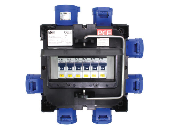 PCE strømdistribusjon 230V/32A 1 x 230V/32A inn til 6 x 230V/16A ut