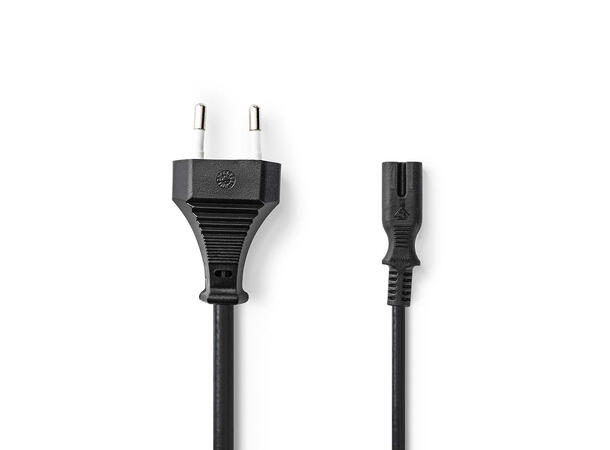 KAGU EUR-IEC-320-C7 kabel, 2 meter, sort EURO han/hun. 2x0,75mm2