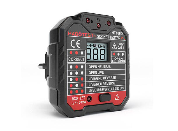 KGT HT106D Stikktester 48-250VAC RCD test >30mA