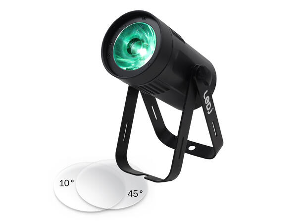 LEDJ 15W LED Eventspot RGBW, DMX Sort. 4°. 10° og 45° filter inkludert