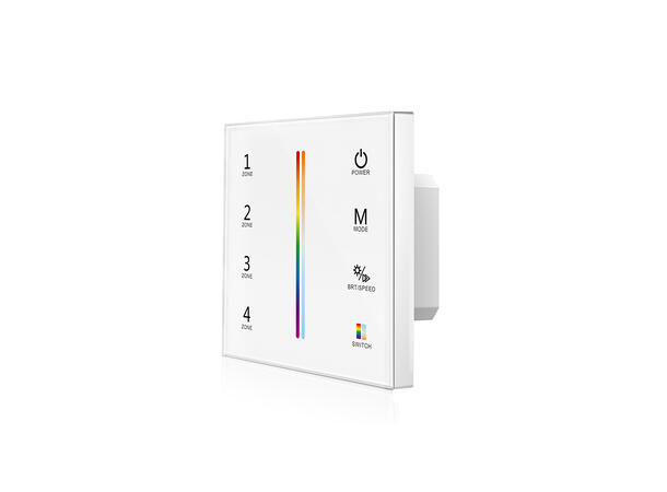 SBL veggmontert LED touch dimmer, RF/DMX For RGB+TW LED. 86x86m, hvit