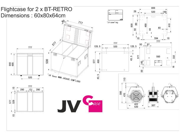 BRITEQ Flightcase for 2x BT-RETRO Utvendige mål: 77,7 x 57,7 x 64cm
