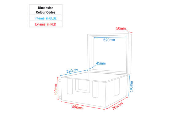 ELUMEN8 Rock Box 12 Utility Trolley Case Innvendige mål: 150 x 520 x 290mm