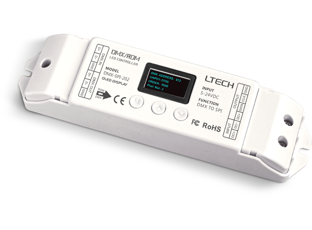 LTECH DMX RGB / RGBW pixeldriver Maks 170 pixler (RGB), 128 pixler (RGBW) 