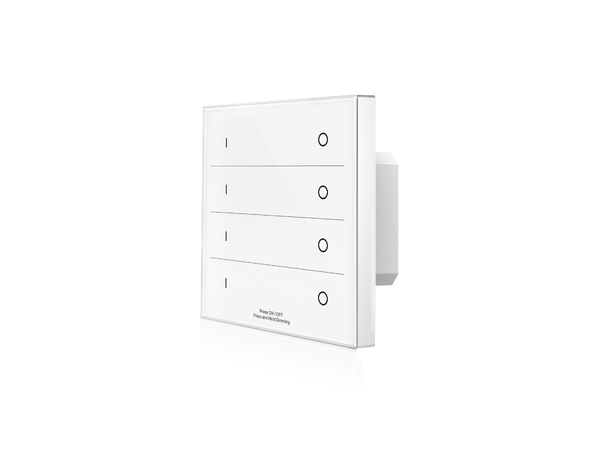 SBL LED touch dimmer, 4 soner RF/DMX For single colour LED. 86x86mm, hvit