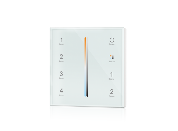 SBL veggmontert LED touch dimmer, RF/DMX For dual colour LED. 86x86m, hvit