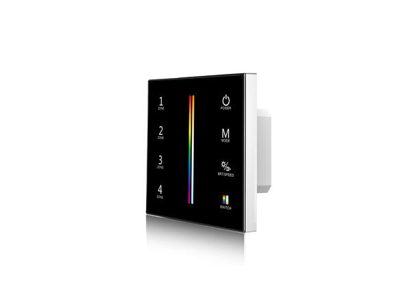 SBL veggmontert LED touch dimmer, RF/DMX For RGB+TW LED. 86x86m, sort