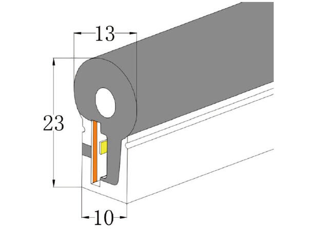 SBL silikonprofil IP67 10x23mm 100m Bøybar. For 10mm PCB SMD5050 LED