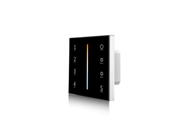 SBL veggmontert LED touch dimmer, RF/DMX For dual colour LED. 86x86m, sort
