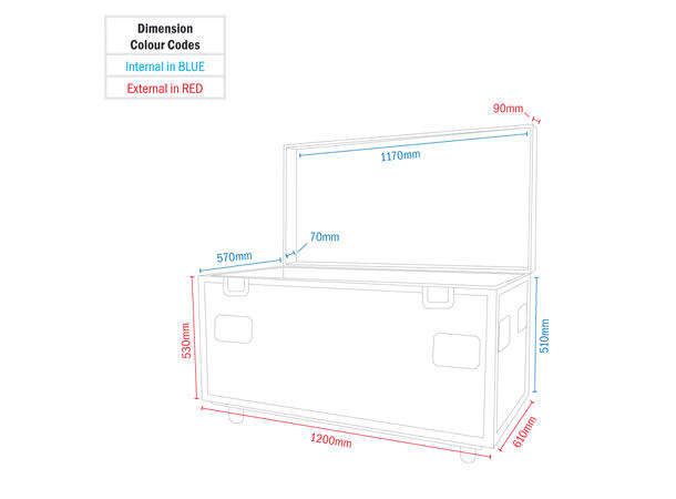 ELUMEN8 1200mm Road Case Utvendig mål: 620 x 1200 x 610mm