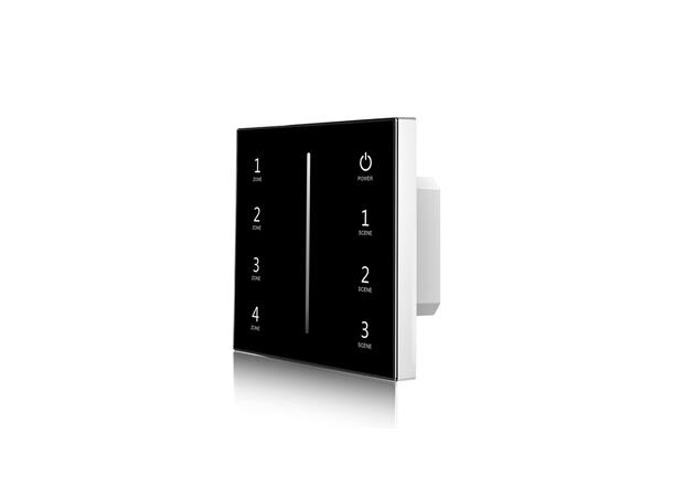 SBL veggmontert LED touch dimmer, RF/DMX For single colour LED. 86x86m, sort