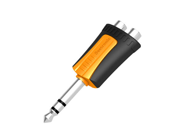 SEETRONIC MP3-2RF overgang 6,3mm st.jack han til 2 x RCA hun
