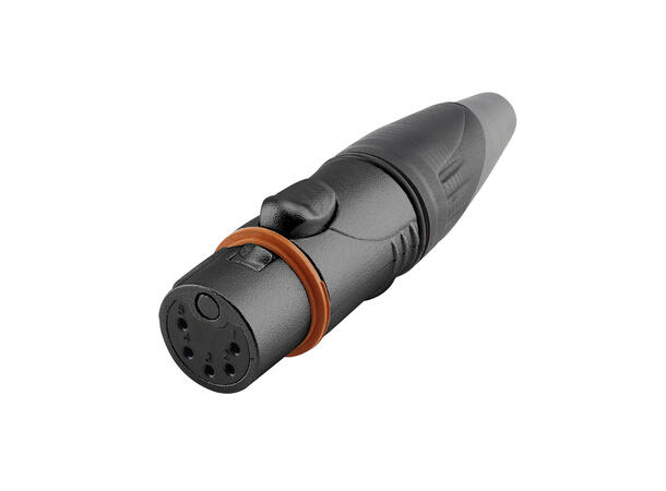 HICON HI-X5CF-HD-B 5-pin XLR hun, kabel Sort. IP67 For kabel Ø4.6-6.5mm