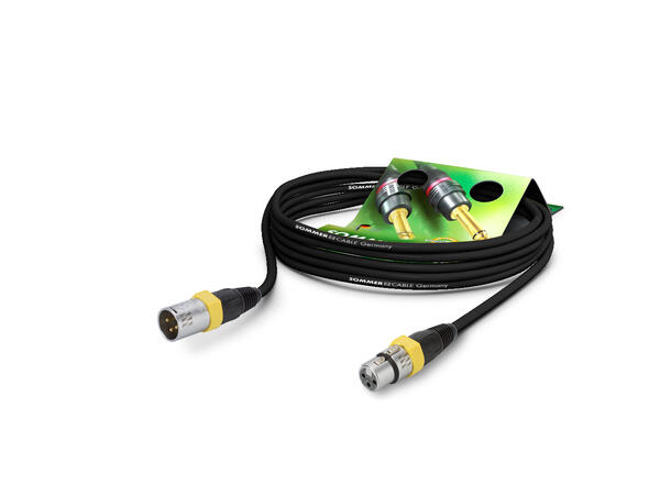 SOMMER CB1B Mikrofonkabel, 15m 2x 0,25mm², XLR/XLR, NEUTRIK, gul ring