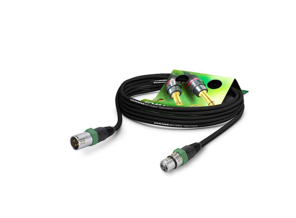 SOMMER GA1B Mikrofonkabel, 7,5m 2x 0,38mm², XLR/XLR, NEUTRIK, grønn ring