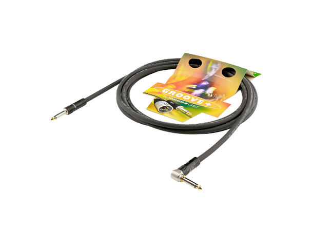 SOMMER LX3C-0020-SW Instr.kabel 0.2m. Sort. Ø6.3mm Jack/90° vinkel Jack