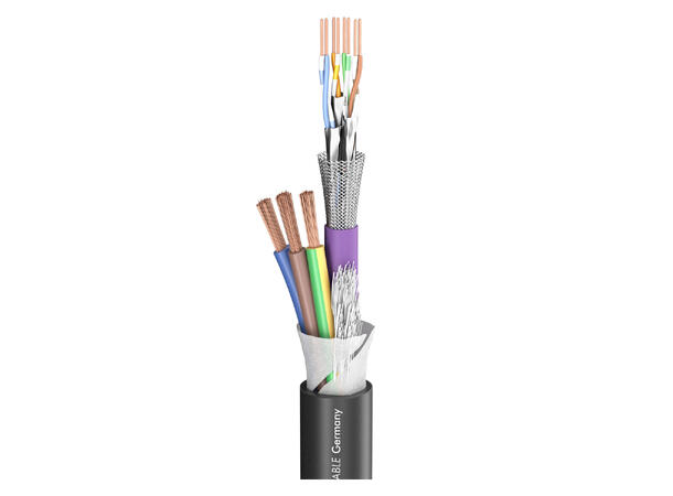 SOMMER Monocat 110C Hybridkabel power: 3 x 2,50 mm²x CAT.7, PVC, sort