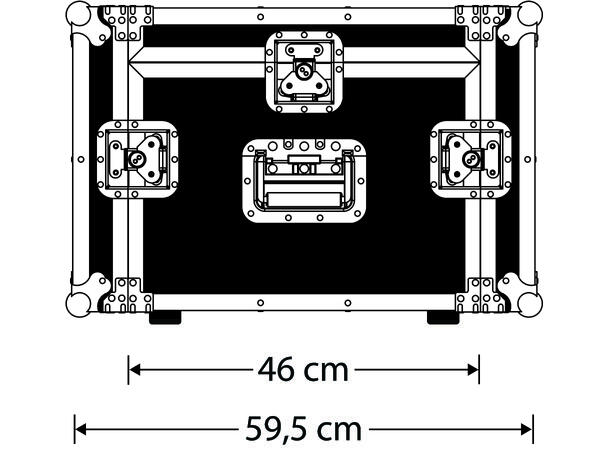GDE 19'' flightcase, 9U topp m/tilt. 12U 6mm plate, 6 butterfly, 4 håndtak