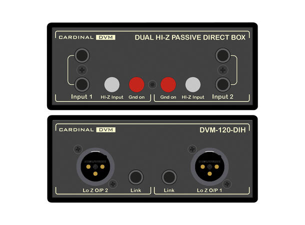 CARDINAL DVM DVM-120-DIDH Passiv stereo DI-boks. Lundahl trafoer