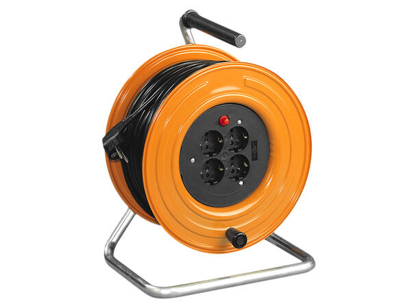 SCHILL HT280.S4 Skjøtekabel på trommel 25m, H05RR-F, 4x Schuko, metall