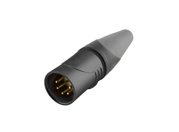 HICON HI-X5CM-HD-B 5-pin XLR han, kabel Sort. IP67 For kabel Ø4.6-6.5mm