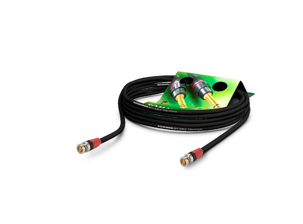 SOMMER SC-Vector 0.8/3.7, HD-SDI 10m. Sort m/rød merking. Neutrik BNC