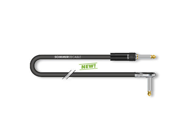 SOMMER SPUZ-0030 Instrumentkabel 0.3m. Sort. Ø6.3mm Jack/90° vinkel Jack