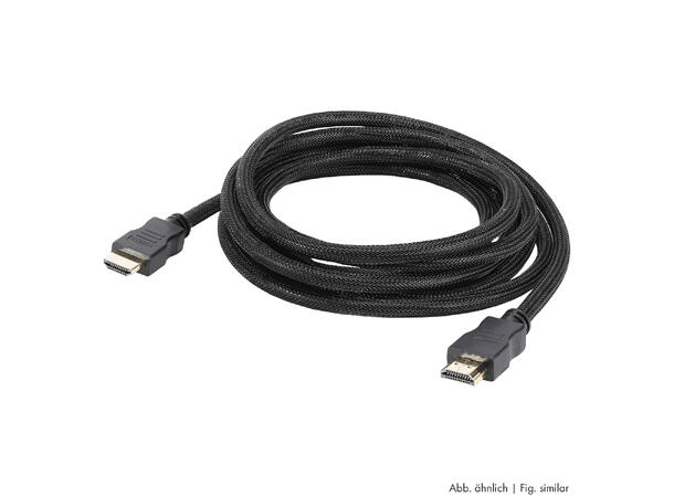 BASIC HD14-0200-SW HDMI kabel, 4 K. 2m Sort. Braided, 19 x 0,15 mm²
