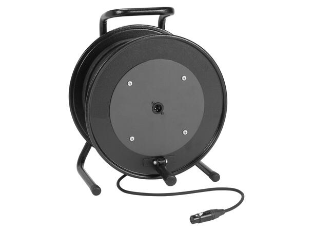 SOMMER B2E3H DMX-kabel på trommel, 50m 3-pin, XLR / XLR, NEUTRIK , Sort