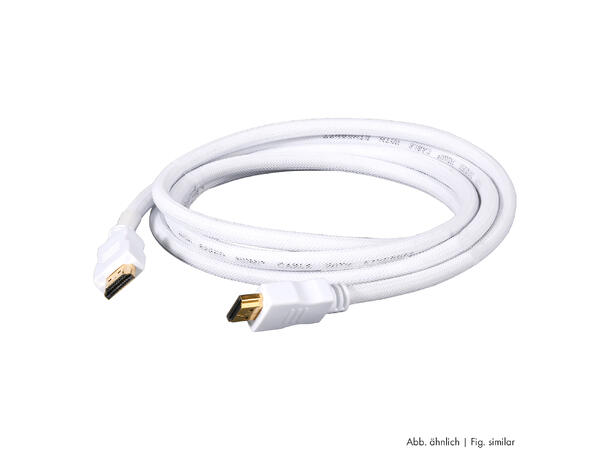 BASIC HD14-0150-WS HDMI kabel, 4 K. 1.5m Hvit. Braided, 19 x 0,15 mm²