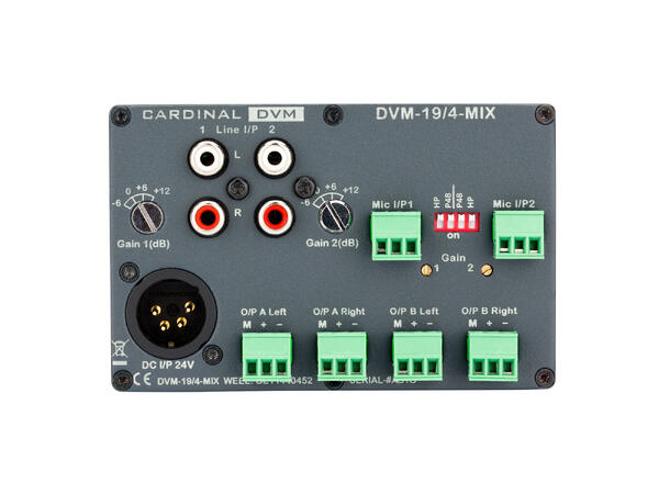 CARDINAL DVM DVM-194-MIX Analog mikser 2 x mik, 2 x stereo linje RCA