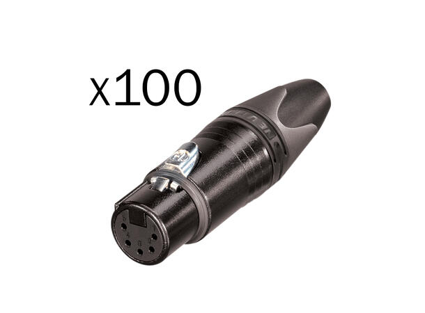 NEUTRIK NC5FXX-BAG-D XLR hun for kabel 5 pin. Pakke à 100 stk