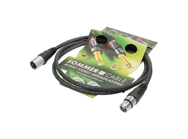 SOMMER CB1B Mikrofonkabel, 3m 2x 0,25mm², XLR/XLR, NEUTRIK, sort ring