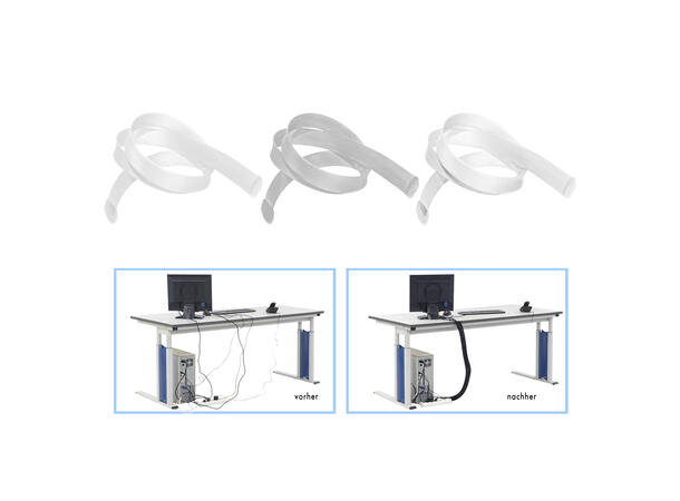 SOMMER Flettet kabelhylse Ø40-80mm Hvit. Pris.pr.meter